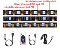 Bande lumineuse LED USB 5V RGB, étanche, PCB noir 5050, 0.5m, 1m, 2m, 3m, 4m, 5m, bande lumineuse, PC, rétro-éclairage TV, télécommande Étanche IP65