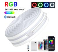 Bande lumineuse néon LED RGB, Bluetooth, boîtier de batterie 5V 3AA, 17 touches, 24 touches, 44 touches, télécommande, 108 diodes/M, 1M, 2M, 3M, étanche, décoration d'intérieur
