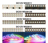 Bande lumineuse RGBIC adressable individuellement, WS2812B WS2815 WS2813, WS2811 WS2812, 30/60/144 Pixels/Led/m, DC5V/12V Black PCB