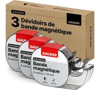 Bande Magnétique Avec Distributeur-Ruban Magnétique Autocollant Pour Objets Légers-Ruban Aimanté À Découper Pour Cartes Postales & Photos Sur Surfaces Métalliques (3 Pièces De 6 M X 19 Mm)