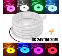 Bande néon étanche IP67, 24V, SMD2835, 1M-20M, blanc/bleu/rose/jaune/vert/Orange, rétro-éclairage TV, décoration d'intérieur, Tube en silicone, lumière LED DC 24V