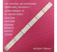 Bande Rétro Éclairage LED tv pour Thomson, pour Modèles 43D290, 43HR330M08A2, V5, 43UC6306, 43UC6406, TCL, 43S303, 43DP608, D43A810, TOT_43D2900_3X8, OEM43LB06 1set (6pcs) Nipseyteko