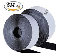Bande scratch adhésive - Scratch autocollant double face - 5cm x 5m - Nylon - Adhésif Puissant - Noir