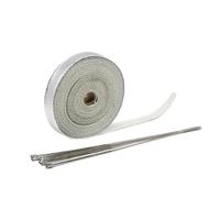 Bande Thermique Echappement Ruban thermique for isolation en laine de verre isolant d'enveloppe d'échappement 5cm * 5M 10M 15M 20M attaches acier inoxydable résistant à la fibre(5x5 Silver)