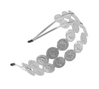 Bandeau à Médaillons Ronds Double Couche en Métal Argenté