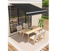 Bandeau de balcon - Store manuel - 350 x 250 cm - Imperméable - Résistant aux UV - Hauteur réglable - Structure en aluminium - Noir