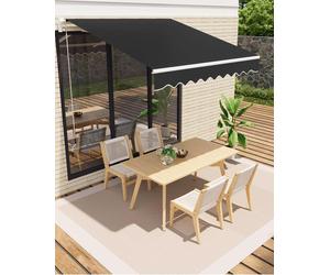 Bandeau de balcon - Store manuel - 350 x 250 cm - Imperméable - Résistant aux UV - Hauteur réglable - Structure en aluminium - Noir