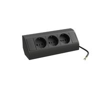 Bandeau de prises de courant triple en noir pour les angles - idéal pour le montage ultérieur dans les armoires de toilette et les ensembles de meubles de salle de bains.