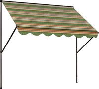 Bandeau de protection solaire Klemmmarkise, motif rayé vert, 150 cm. Idéal pour protéger du soleil, installation sans perçage, parfait pour les balcons des appartements locatifs, fabriqué en Allemagne