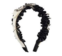 Bandeau en cuir synthétique noir avec motif plissé à volants pour femmes et filles Accessoire de mode en cuir PU