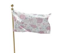 Bandera Vie marine estivale Océan Étoile de mer Corail Tortue marine | côtière Roses Pavillon ExtéRieur 3x5 FT 2 œIllets Géant Pavillon Double Face Bannière personnalisée Bar IntéRieur