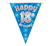 Banderole de fanions pour 18e anniversaire Bleu 18 ans
