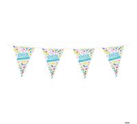 Banderole drapeaux - BOLAND - Joyeux Anniversaire - 6 m - Confettis et étoiles - 15 fanions 30x20 cm