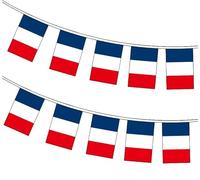Banderole Française de 20 Drapeaux France, Guirlande Guinguette, Fanion Tricolore Bleu Blanc Rouge, Décoration Fête Nationale et Festival
