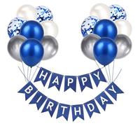 Banderole Joyeux Anniversaire Ballon Bleu Happy Birthday Bannière Ballon Confettis Guirlande Happy Birthday Decoration