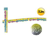 Banderole Joyeux Anniversaire - Guirlande 3.2m - Argenté - Gris - Anniversaire