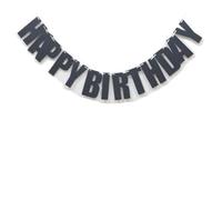 Banderole Joyeux Anniversaire Guirlande suspendue de décoration fête, bannière joyeux anniversaire(Black)