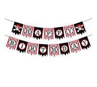 Banderole Joyeux Anniversaire,Pirates Guirlande Happy Birthday Kit de Bannière d'anniversaire Happy Birthday Banner pour Filles Garçons Adultes, Décorations de Fête d'Anniversaires Party