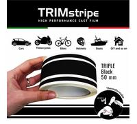 Bandes Adhésives Triples - Trim Stripes - Noir - 50 mm x 10 mt - Thermoformable - Résistant aux intempéries