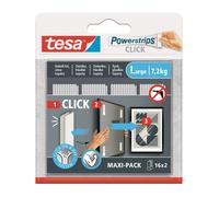 Bandes auto adhésives murales blanches - Tesa - 16 paires - Taille L