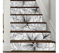 Bandes de contremarche, papier contact floral en PVC autocollant et amovible, 39,37 x 7,09 pouces