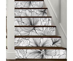 Bandes de contremarche, papier contact floral en PVC autocollant et amovible, 39,37 x 7,09 pouces