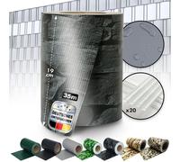 Bandes de protection visuelle en PVC pour treillis à barreaux simples et doubles, y compris 20 clips de fixation Ardoise 19 cm x 35 m
