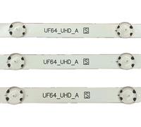 Bandes de rétroéclairage LED, lot de 3, 8 LED (3 V), longueur 850 mm, compatibles avec UF64_UHD_A, source d'alimentation CC