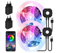 Bandes LED 3M,Lampe de lit LED avec Détecteur de Mouvement PIR,Bande LED RVB,Barre lumineuse Activée par le Mouvement Bluetooth APP,veilleuse avec Détecteur de Mouvement,Veilleuse Bébé,Chambre(2 pcs)