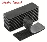 Bandes Velcro auto-adhésifs - 20 paires, 40 pièces - 2 x 7 cm - 100 % nylon - Adhérence extra forte - Réutilisables, double face - Noir