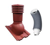 Bandloo Cheminée de ventilation tuile de toit Cheminée de ventilation VENTOS X PLUS 150 mm + FLEXOS X PLUS 60 cm pour Tile Nelskamp Finkenberger, Benders Mecklenburger. Ventilation de tuile (Châtaigne