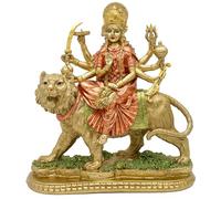BangBangDa Statue de la déesse hindoue Durga - Dieu Indien Durga sur Tigre - Figurines décoratives - Dieu de l'Inde Murti Idol Home Mandir Temple Puja Sculpture Pooja Cadeaux Autel Yoga Salle de