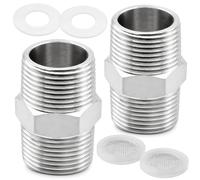 Bangbobi - Kit de 2 Prolongateurs pour Flexible de Douche avec Raccord Double en Acier Inoxydable 1/2 Pouce, Adaptateur pour Tuyau de Douche, Inclus Joints et Filtres