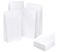 Bangbobi Lot de 50 petits sacs en papier kraft polyvalents, 9 x 18 x 5,5 cm, blancs, pour bonbons, sandwichs, cadeaux, bricolage, mariage, fête