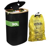 Bangleo Support Pour Sac Poubelle Jaune Avec Clip, Pour Récipient De 90 Litres, Robuste Et Stable, Pour Le Tri Sélectif À La Maison (Noir)