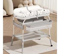 Baninni Table à langer 2 en 1 avec baignoire Ramona Gris