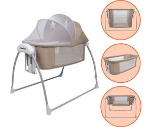 Baninni Berceau à bascule électrique 4 en 1 avec lit d'appoint & fonction Box Coco Beige