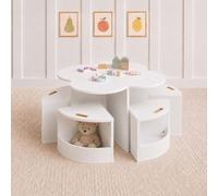 Baninni Table avec 4 Chaises pour Enfants Cloudy Blanc