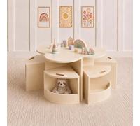 Table pour enfants Baninni avec 4 chaises, couleur sable clair