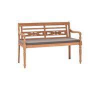 vidaXL Banc Batavia avec coussin gris foncé 120 cm teck massif