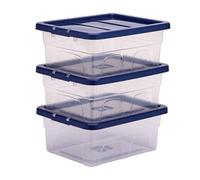 BANKERS BOX 15L Boîte de rangement en plastique pack de 3, sans BPA et couvercles 100% recyclés, emboîtable et empilable, couvercle anti-poussière, 17x32x40cm, idéal pour la maison et le bureau