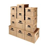 BANKERS BOX 7716401 Lot de 12 boîtes de déménagement classiques avec poignées renforcées, assemblage sans ruban adhésif, boîte avec couvercle, 8 petites et 4 boîtes moyennes