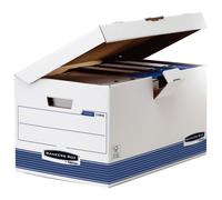 Bankers Box Caisse archives maxi 56,5 x 39 x 31 cm en carton montage automatique - Blanc - Lot de 10