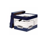 BANKERS BOX Fellowes System Caisses d'Archivage Flip Top à Charge Lourde avec Poignées Ergonomiques Bleu/Blanc Lot de 10 0038801
