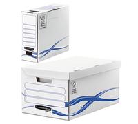 Bankers Box Pack : 6 Boîtes archives Basic format A4 dos 8 cm + 1 caisse archives en carton montage manuel - Blanc