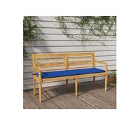 Banc Batavia avec coussin bleu roi 150 cm teck massif