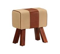 Bankje turnbok 38 cm cuir véritable et bois de manguier massif marron320787