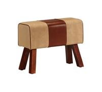Bankje turnbok 58 cm cuir véritable et bois de manguier massif marron320785