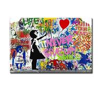 Banksy Balloon Girl Canvas Peintures Graffiti Street Pop Artwork Never Give Up Wall Art Posters Photos pour Modern Home Decor 70x100cm Cadre intérieur