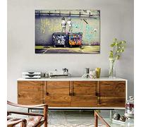 Banksy Graffiti de Rue D'art Tableaux Pipi d'Enfant Créatif Toile Impression Peinture Domicile Salon Chambre Murale Décoration Image,Noframe,30x40cm